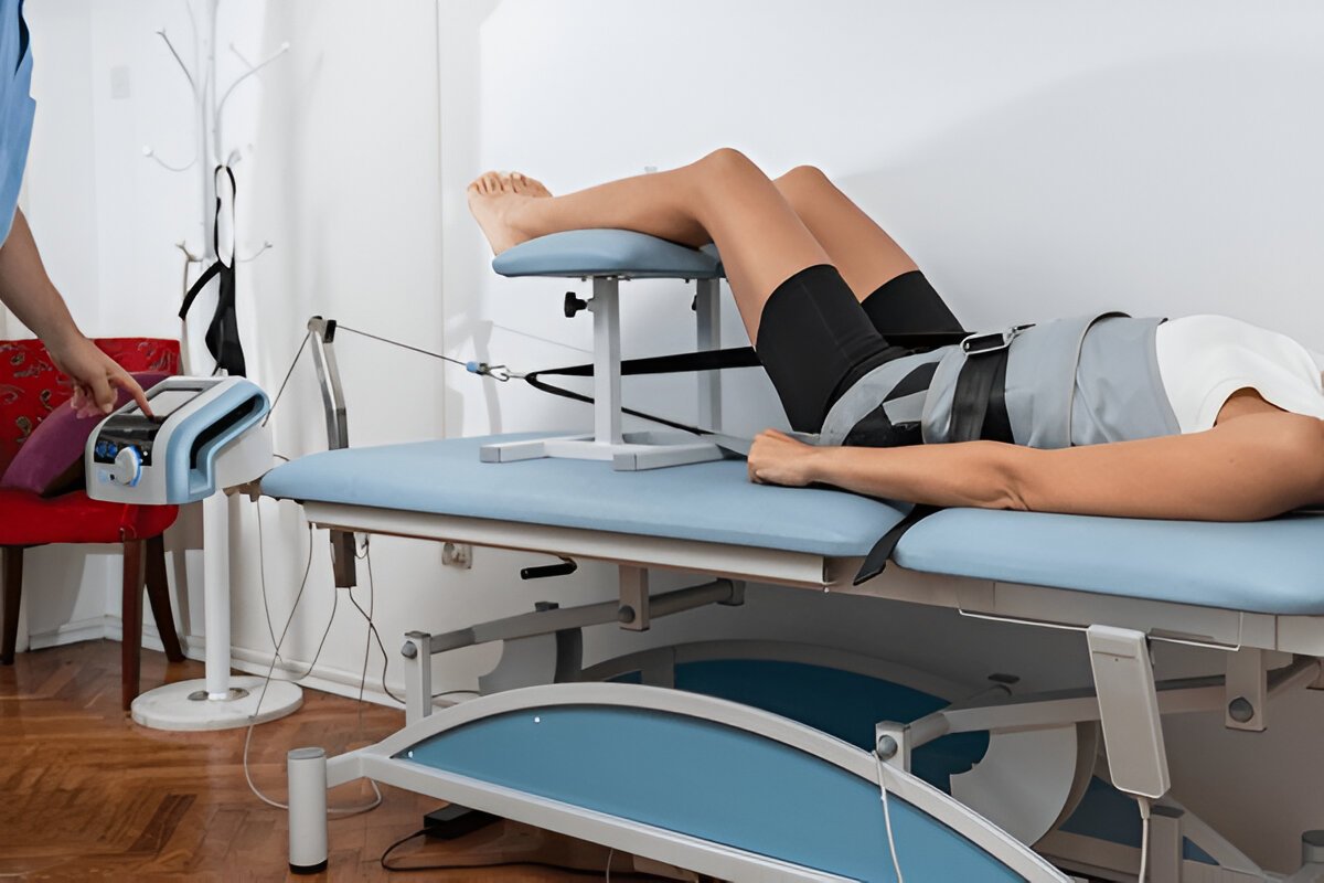Traction machine for spinal decompression